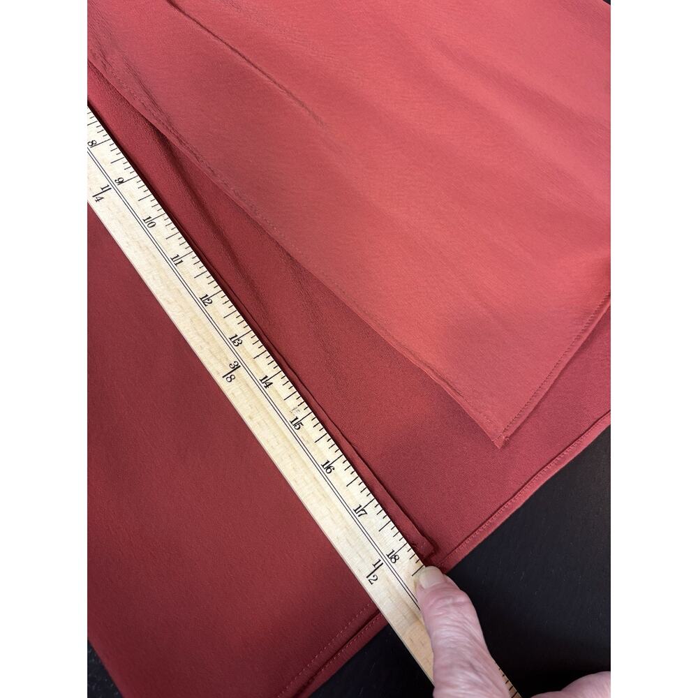 by Anthropologie Strapless Dress Orange Red Rust Satin Size Large Cowl Back - Picture 9 of 15